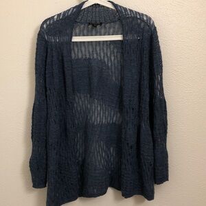 Eileen Fisher Navy Open-Knit Cardigan